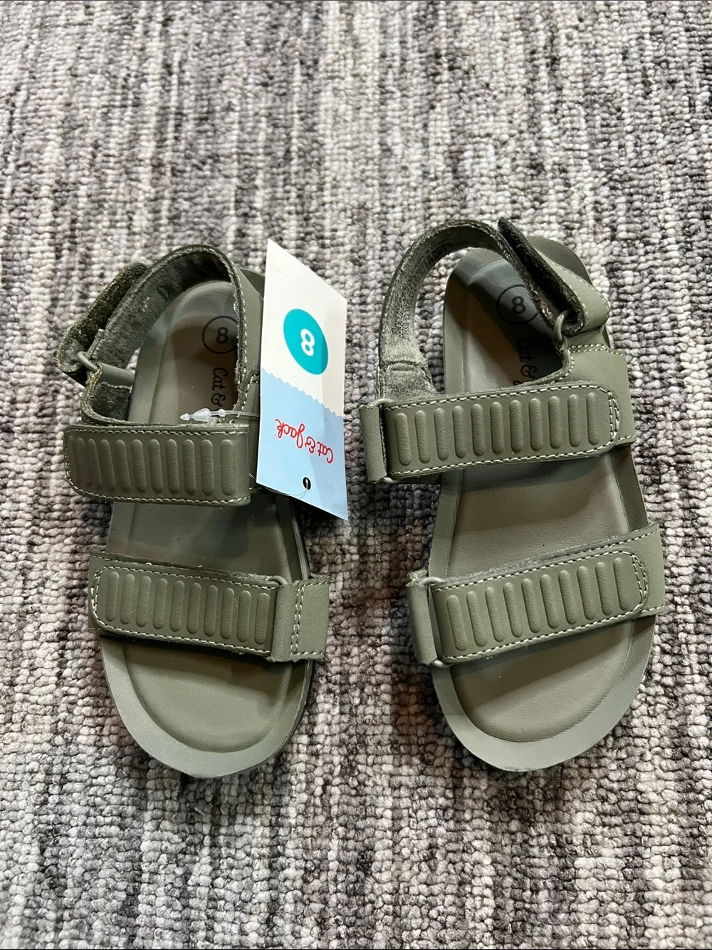 Cat & Jack Kody Olive Green Open Toe Strap Sandals -Little Boys' Various Sizes